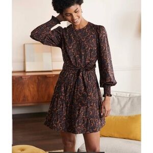 Boden Black and Brown Floral Mini Dress